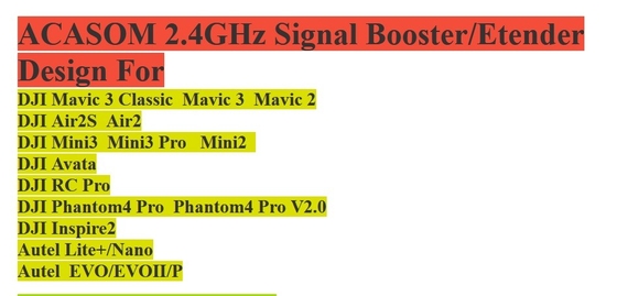 Extendor de signal RF de 2400 MHz pour drones Dji FPV EVO Haute efficacité